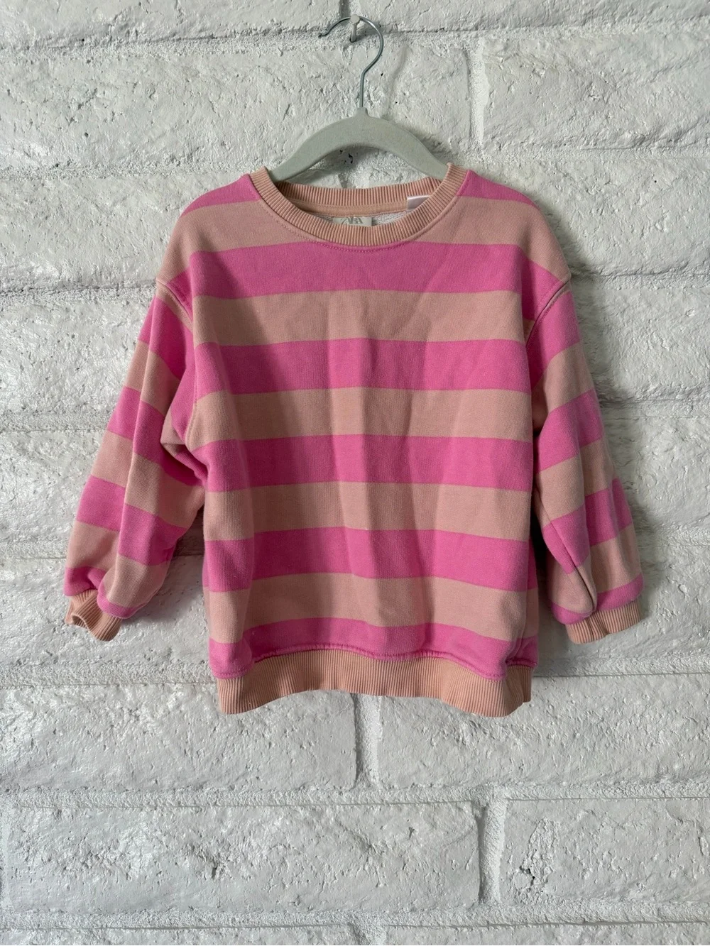 Zara Pink & Blush Striped Crewneck Sweater